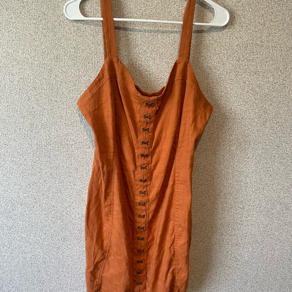 Leith Terracotta Hook-Front‎ Mini Dress